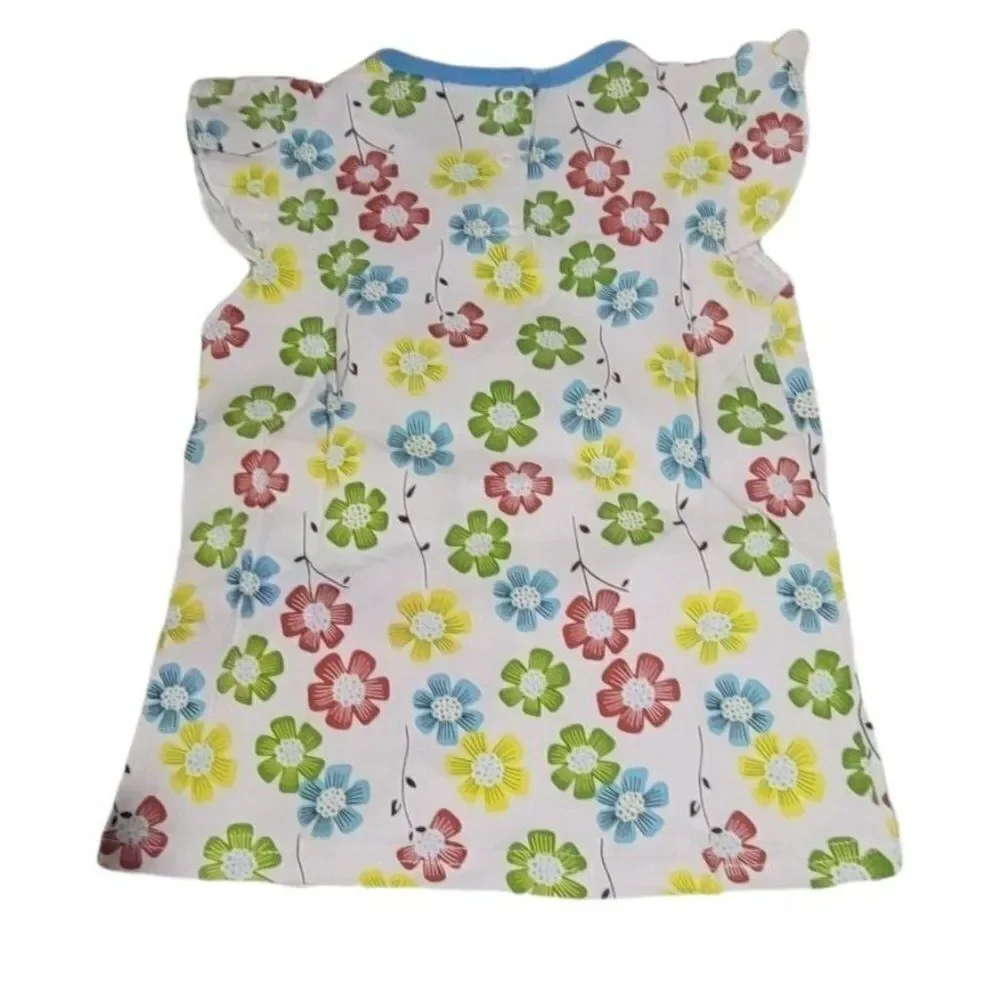 Frogwill Little Girls White Blue Floral Cap Sleeve 2 Piece Pant Set Size 4T